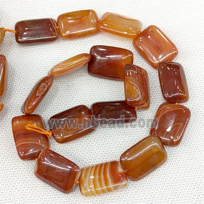 Natural Striped Agate Beads Rectangle Red Dye