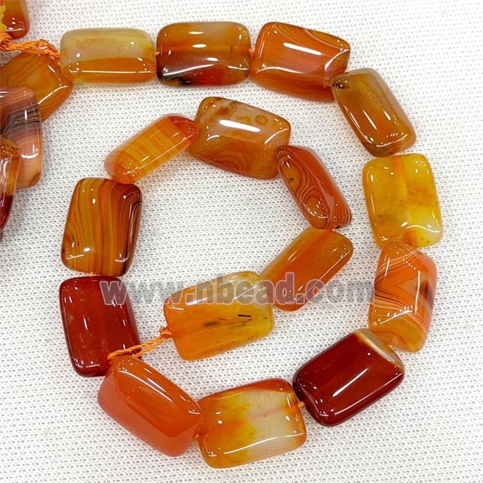 Natural Striped Agate Beads Rectangle Red Dye