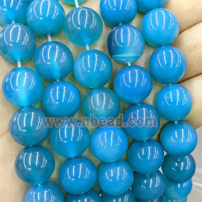 Blue Agate Beads Smooth Round Dye