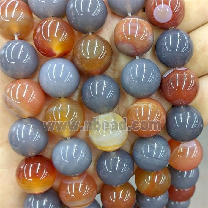 Agate Beads Smooth Round Dye Mixed Color