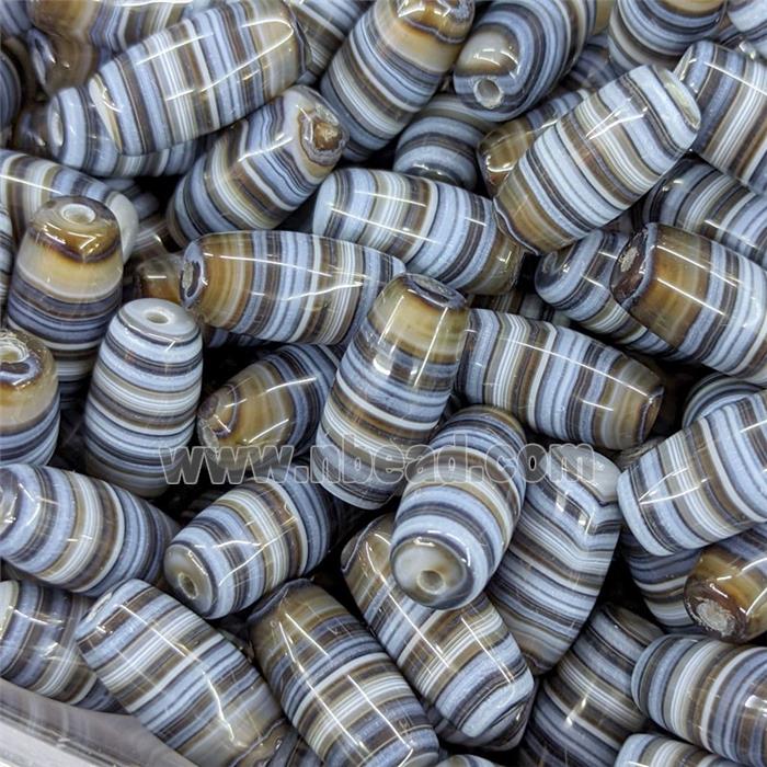 Natural Striped Agate Rice Beads
