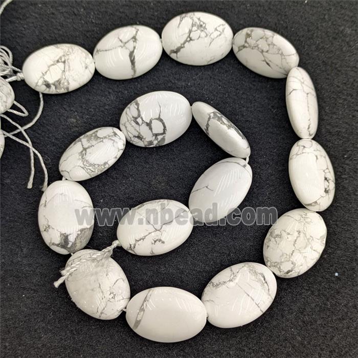 White Howlite Turquoise Oval Beads