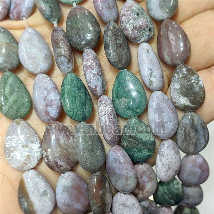 Indian Agate Teardrop Beads Flat