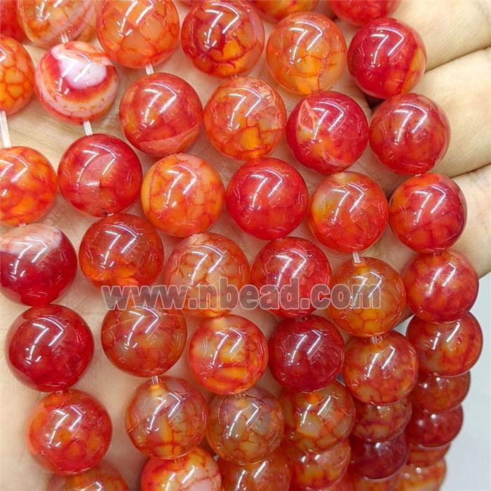 Red Veins Agate Beads Smooth Round Dye