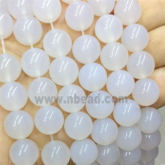 White Agate Beads Smooth Round