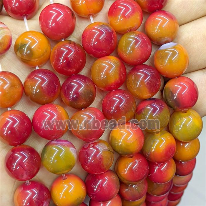 Red Agate Beads Smooth Round Dye