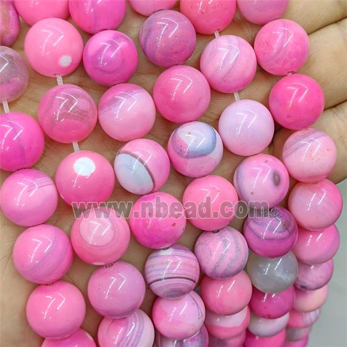 Pink Agate Beads Smooth Round Dye