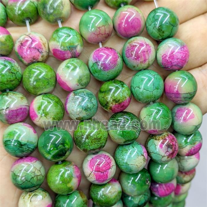 Agate Beads Smooth Round Dye Green