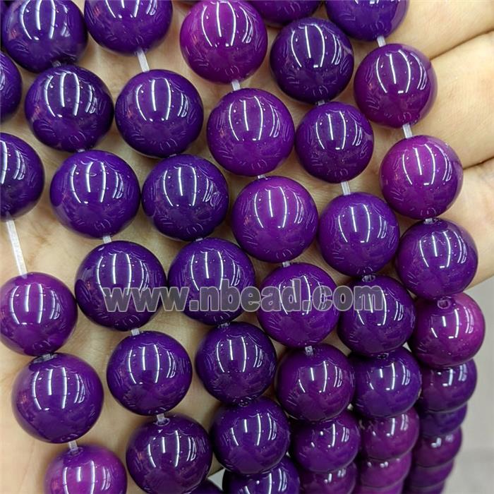 Purple Agate Round Beads Smooth Dye