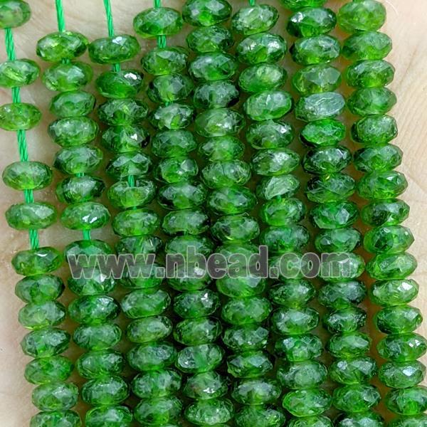 Natural Green Diopside Beads Faceted Rondelle