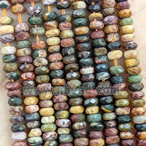 Natural Picasso Jasper Beads Multicolor Faceted Rondelle