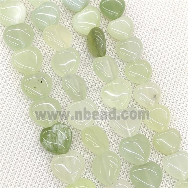 Natural New Mountain Jade Heart Beads Lt.green