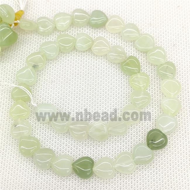 Natural New Mountain Jade Heart Beads Lt.green