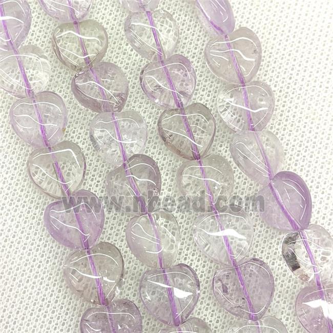 Natural Amethyst Heart Beads Lt.purple