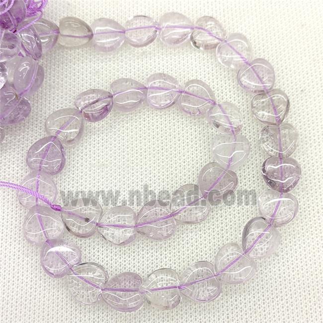 Natural Amethyst Heart Beads Lt.purple