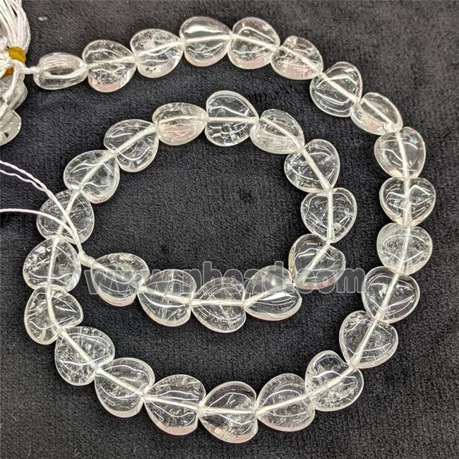 Natural Clear Quartz Heart Beads