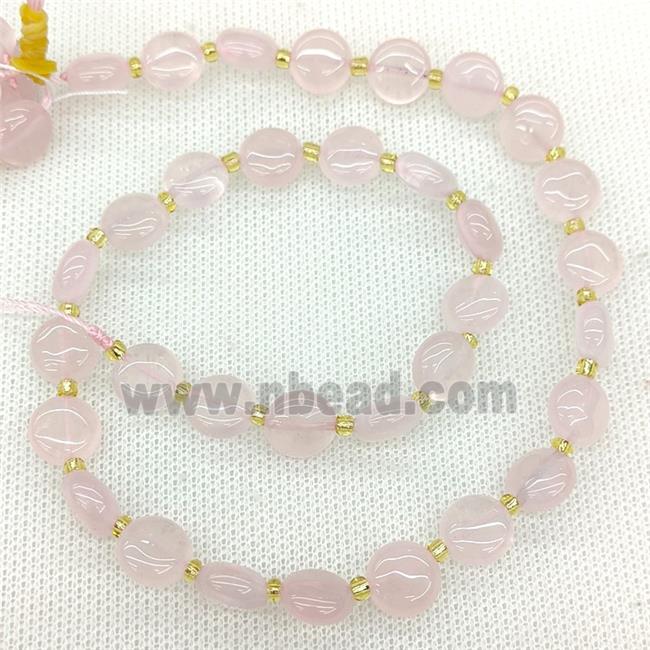 Natural Pink Rose Quartz Coin Beads Flat Round