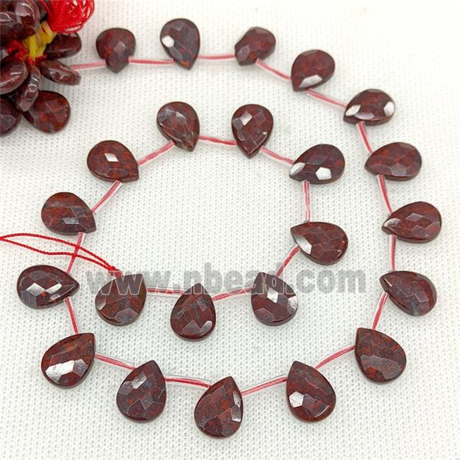 Natural Poppy Jasper Beads Faceted Teardrop Topdrilled