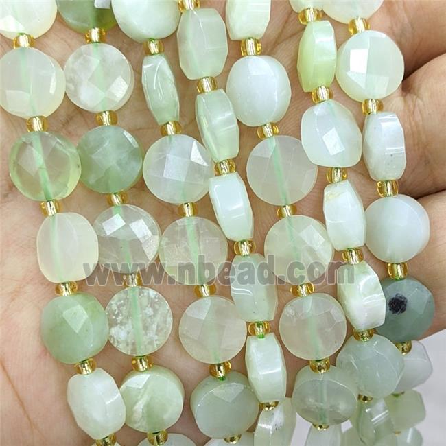 Natural New Mountain Jade Beads Faceted Coin