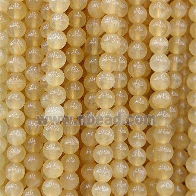 Natural Yellow Calcite Beads Smooth Round