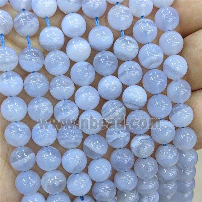 Natural Blue Lace Agate Beads Smooth Round