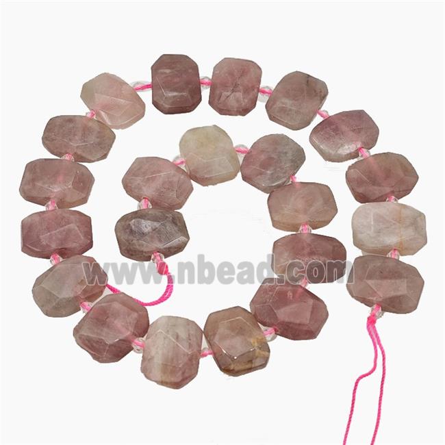 Natural Madagascar Rose Quartz Beads Pink Faceted Rectangle