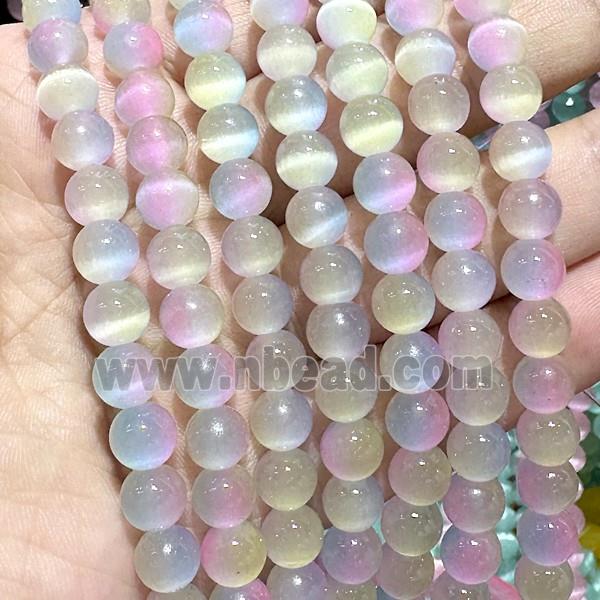 Cats Eye Round Beads Smooth Multicolor Dye