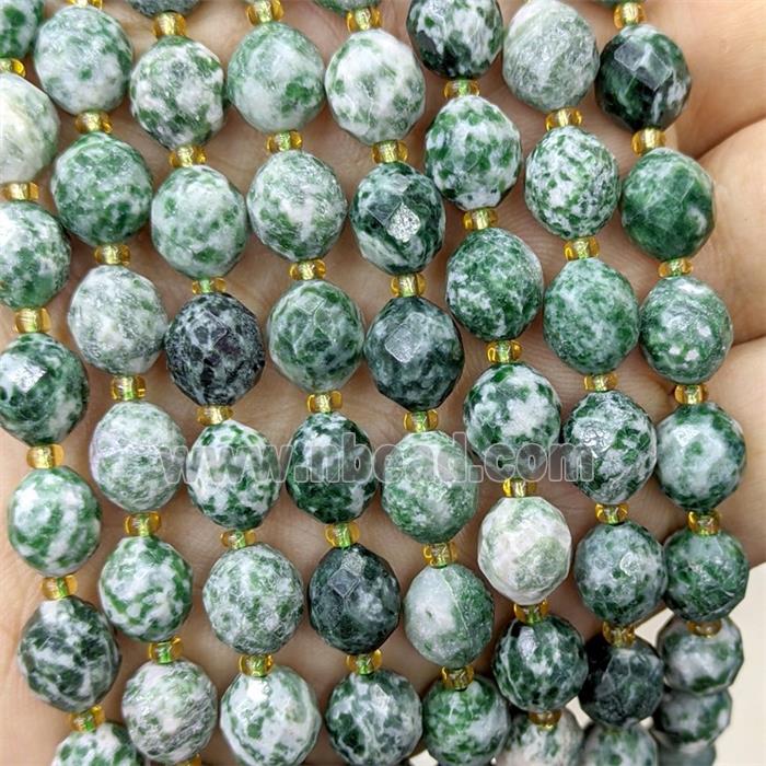 Natural Green Dalmatian Jasper Beads Faceted Rice