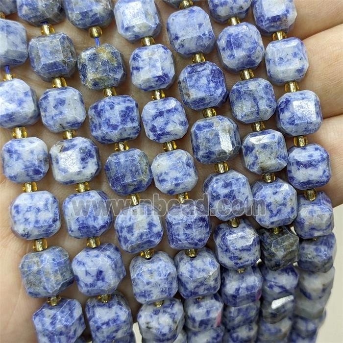 Natural Blue Dalmatian Jasper Beads Faceted Cube