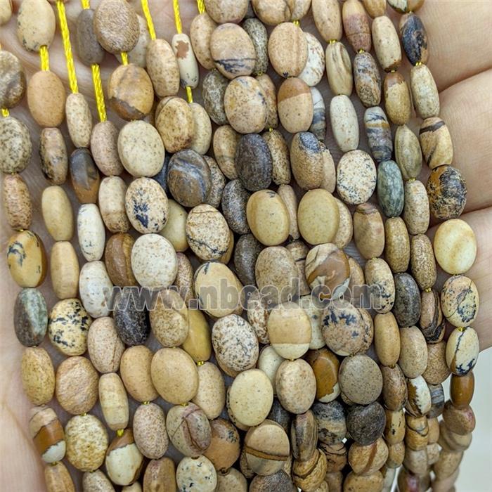 Natural Picture Jasper Oval Beads