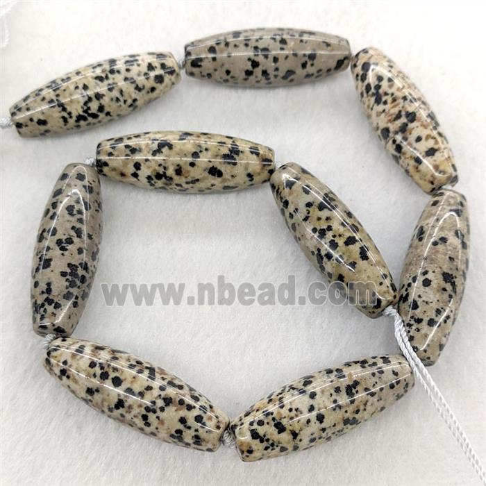 Natural Black Dalmatian Jasper Rice Beads