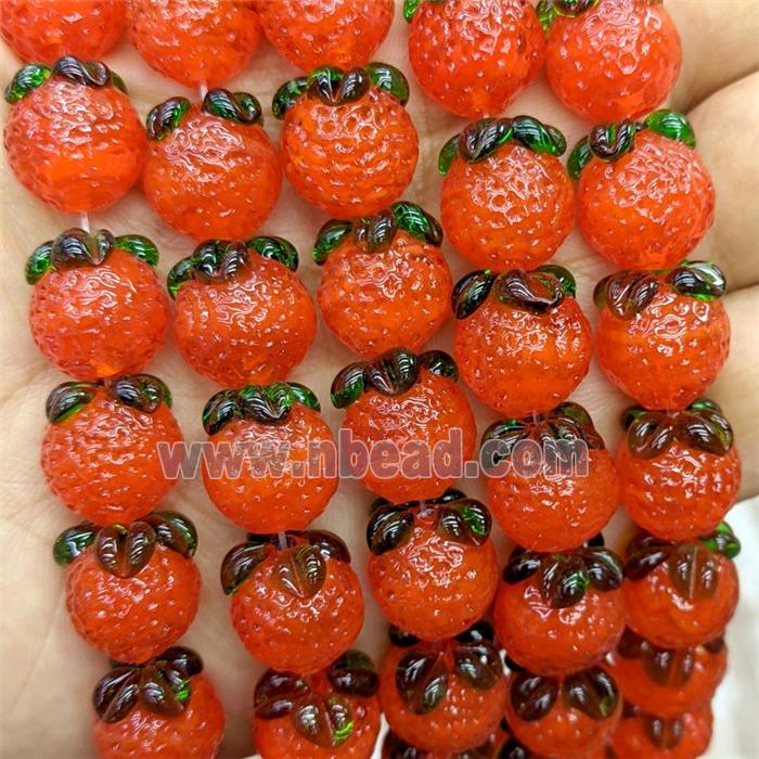 Lampwork Glass Lemon Beads Red
