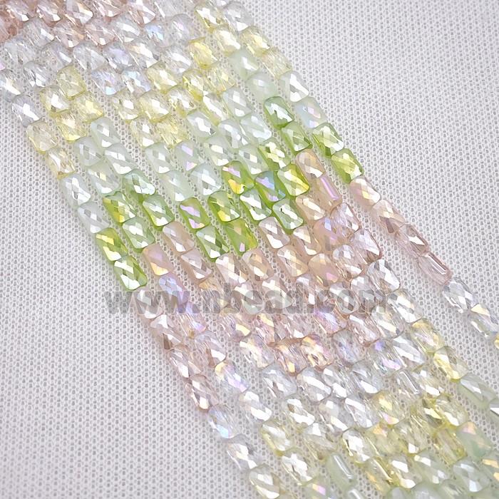 Crystal Glass Beads Faceted Rectangle Mixed Color