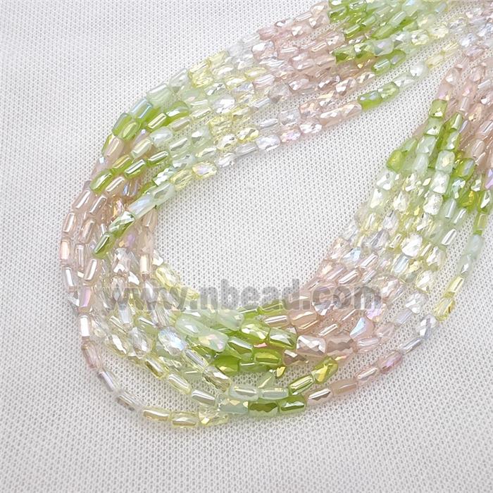 Crystal Glass Beads Faceted Rectangle Mixed Color