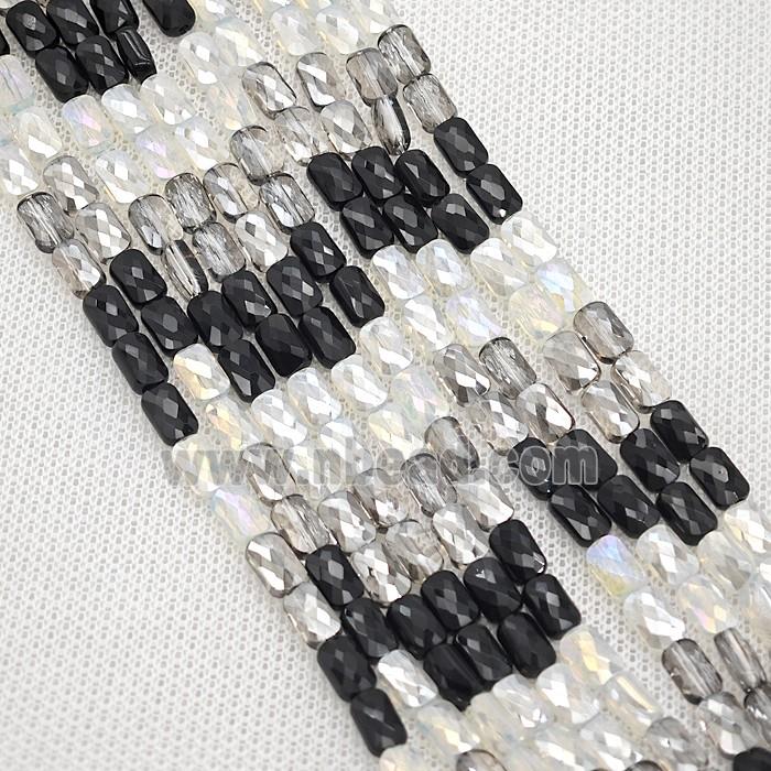 Crystal Glass Beads Faceted Rectangle Mixed Color