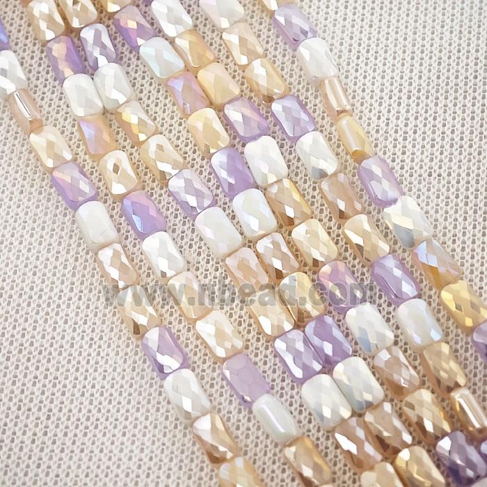 Crystal Glass Beads Faceted Rectangle Mixed Color