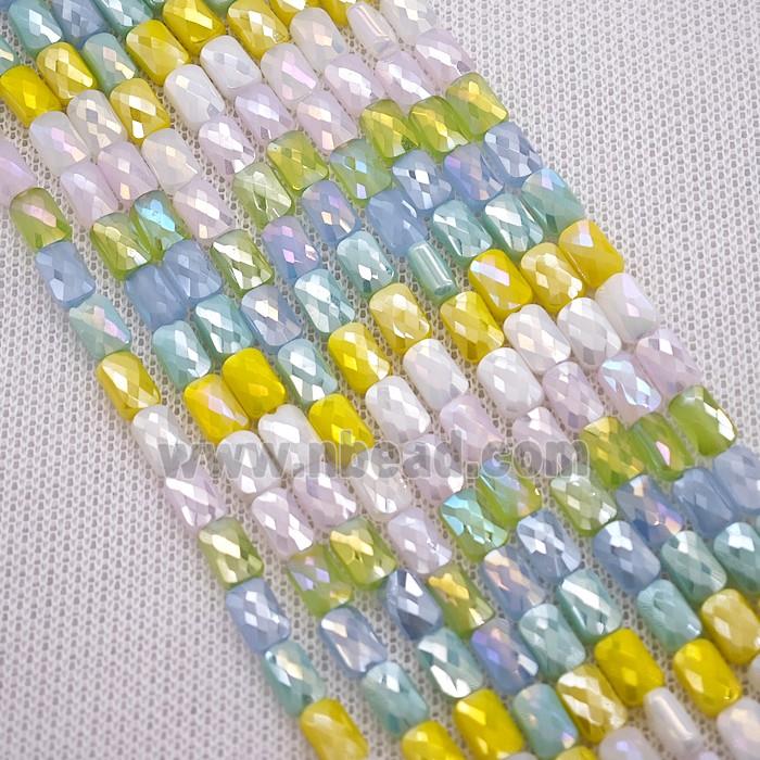 Crystal Glass Beads Faceted Rectangle Mixed Color