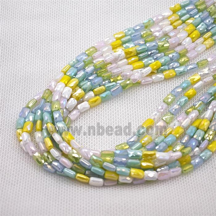 Crystal Glass Beads Faceted Rectangle Mixed Color