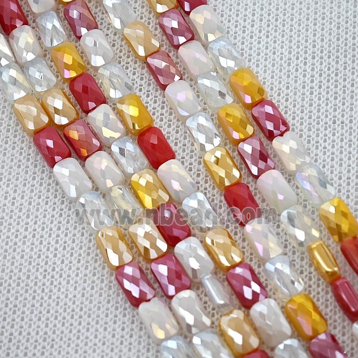 Crystal Glass Beads Faceted Rectangle Mixed Color