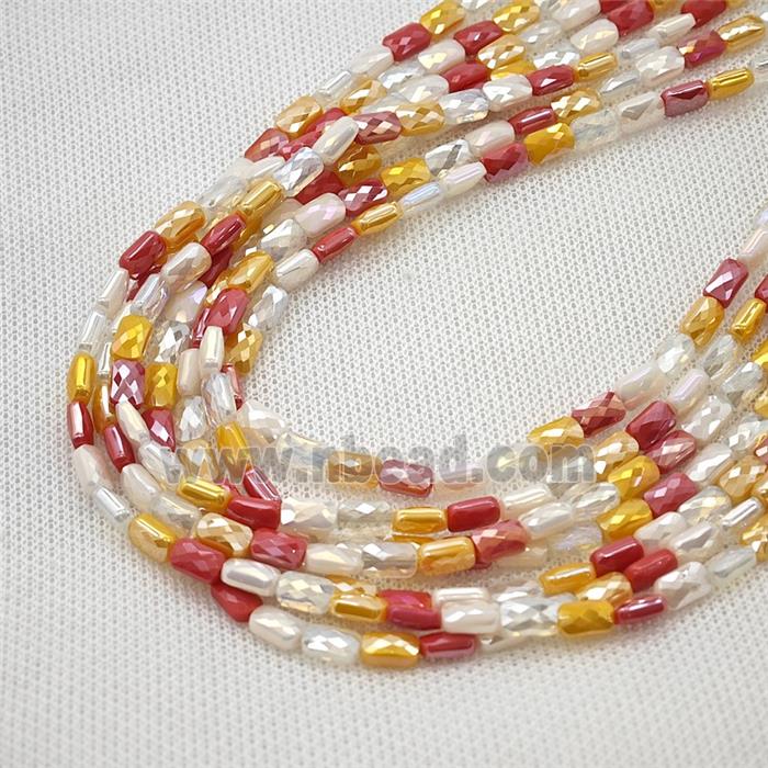 Crystal Glass Beads Faceted Rectangle Mixed Color