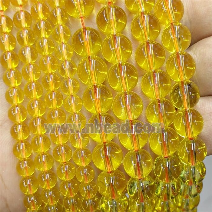 Golden Glass Beads Smooth Round