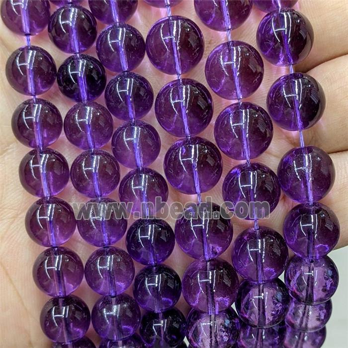 Purple Glass Beads Smooth Round