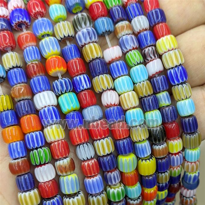Lampwork Glass Barrel Beads Mixed Color
