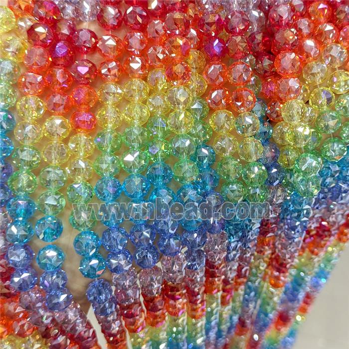 Crystal Glass Beads Faceted Round Mixed Color