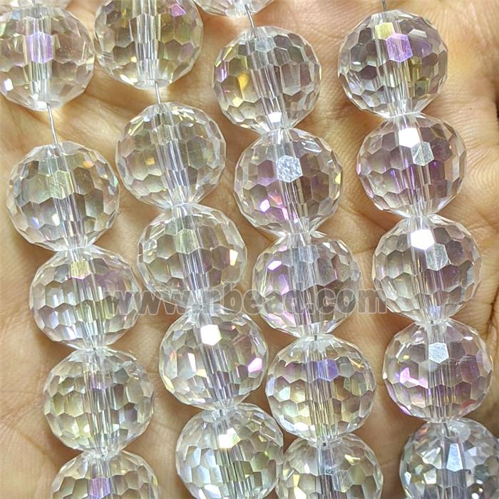 Crystal Glass Beads Faceted Round Clear AB-Color