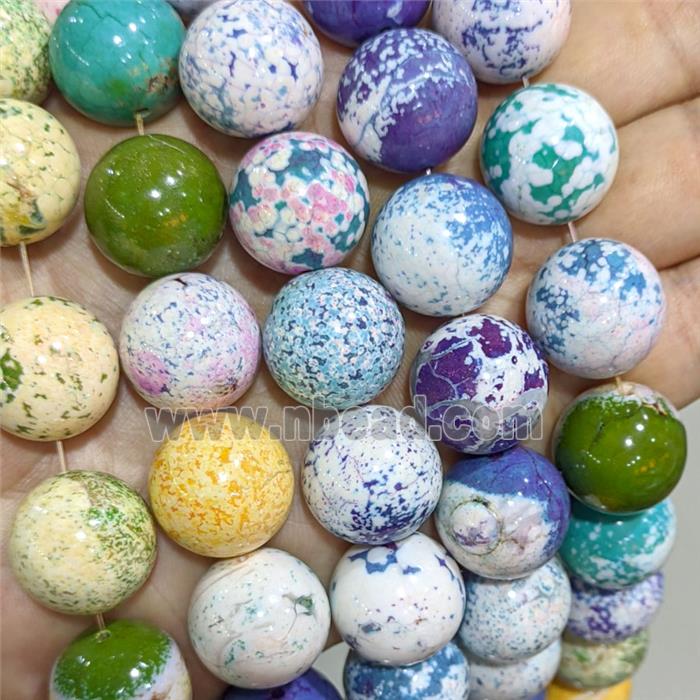 Natural Howlite Turquoise Beads Multicolor Dye Smooth Round
