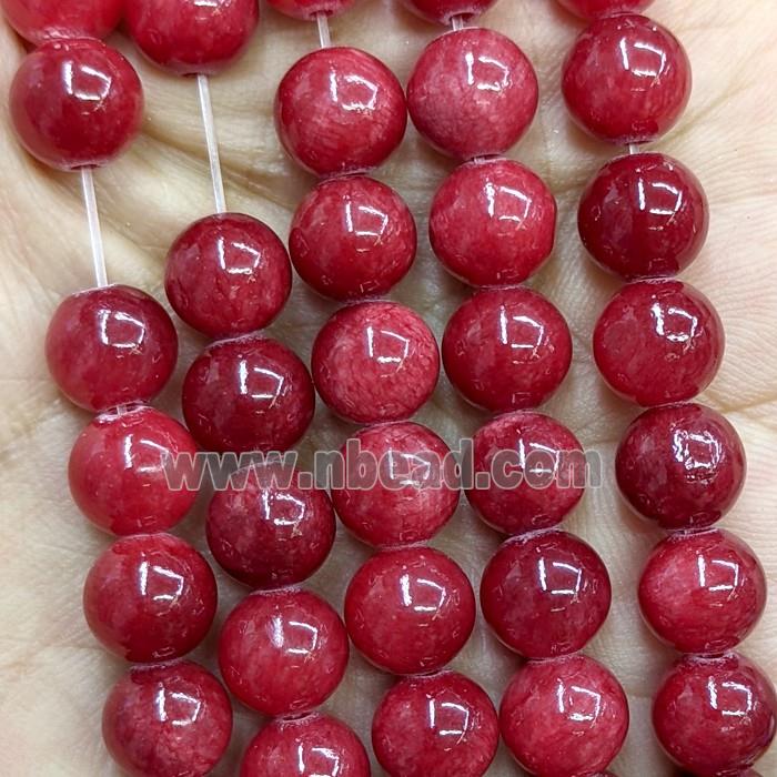 Jade Beads Red Dye Smooth Round