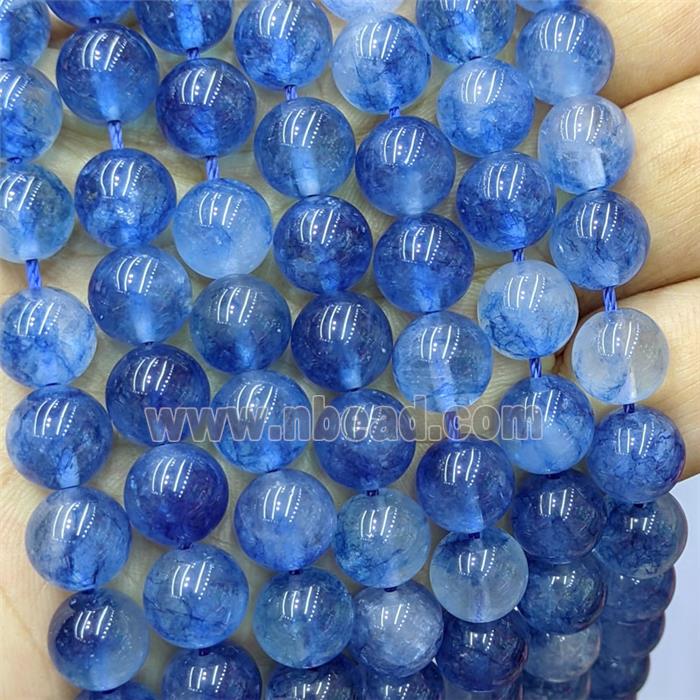 Blue Quartzite Jade Round Beads Smooth Dye