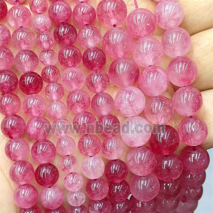 Red Quartzite Jade Round Beads Smooth Dye