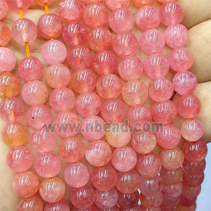 Red Quartzite Jade Round Beads Smooth Dye